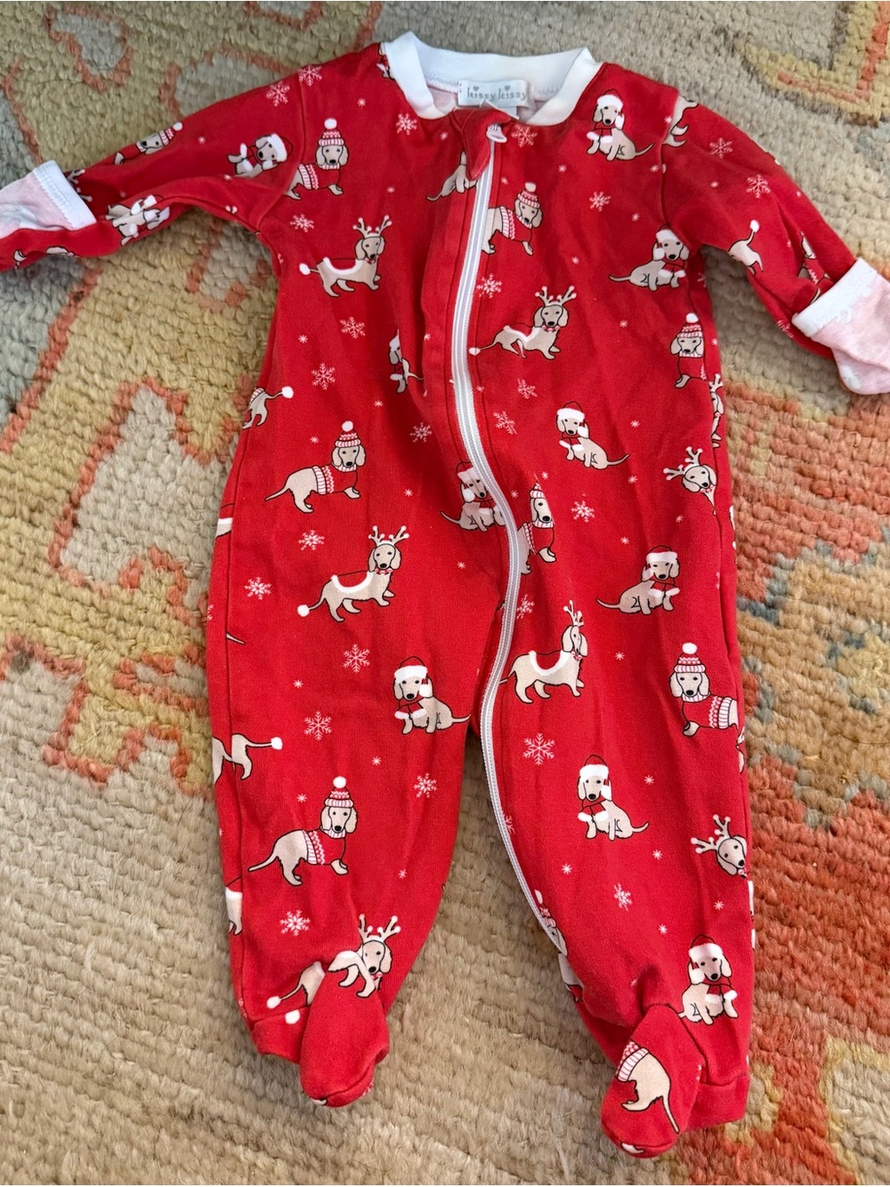Kissy Kissy Red Puppy Holiday Footie Pajamas